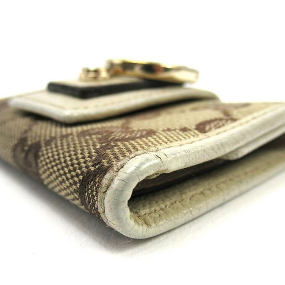 Gucci key case GG pattern beige canvas �~ leather Auth used T16785 - Picture 8 of 8